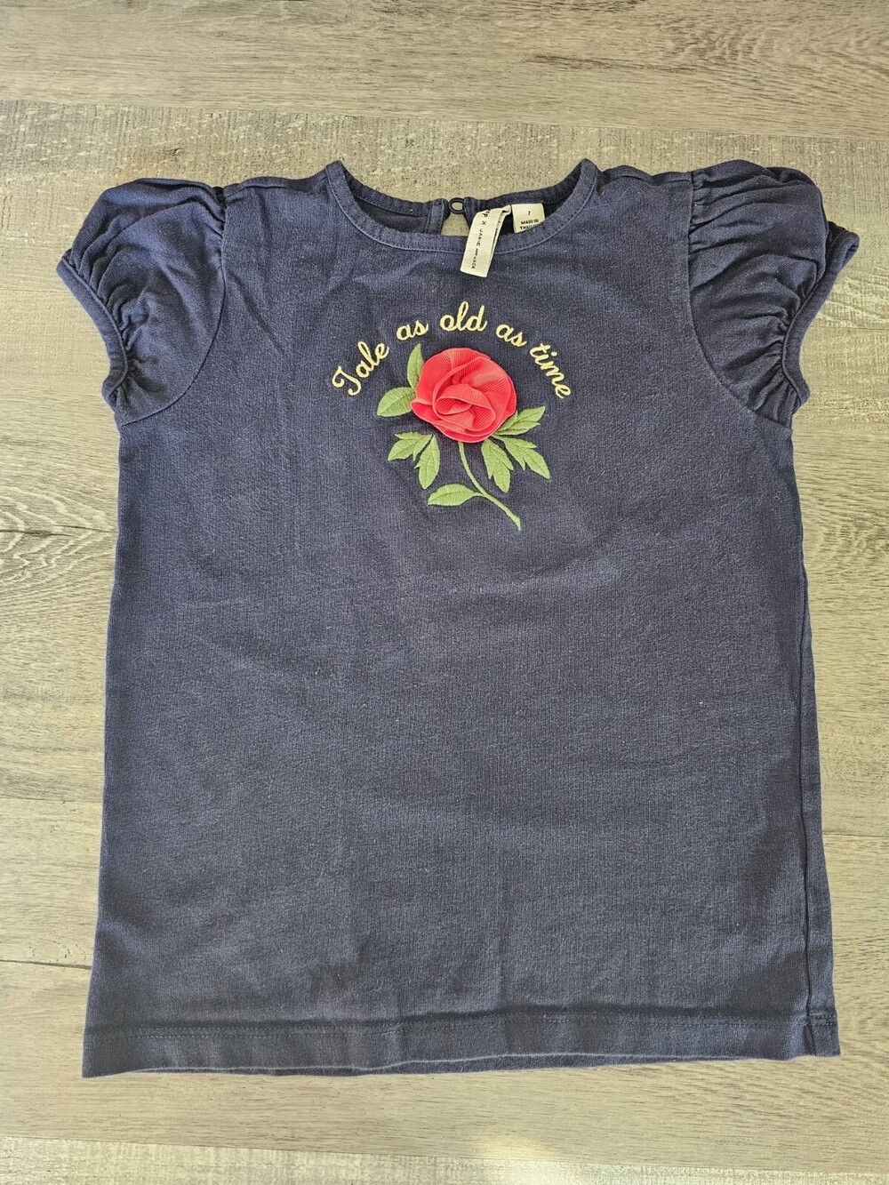 Janie and Jack Size 7 Blue Belle Rose Shirt Tale As Old As Time HTF